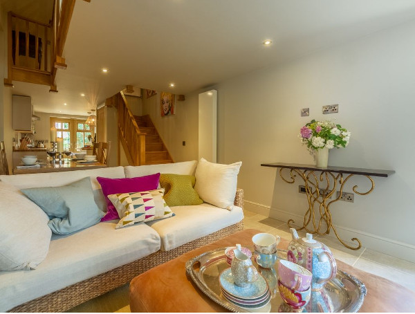 The living room at Church Farm Lodge in Aldeburgh