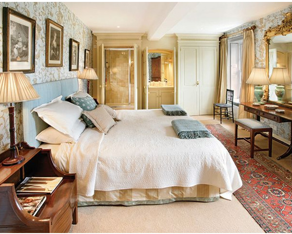 One of the splendid bedrooms at Forthampton Court in Tewkesbury