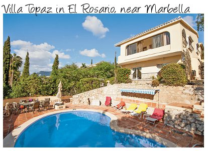 Villa Topaz is a holiday villa in El Rosario, on the outskirts of Marbella, in Costa del Sol. Villa Topaz sleeps 8 people